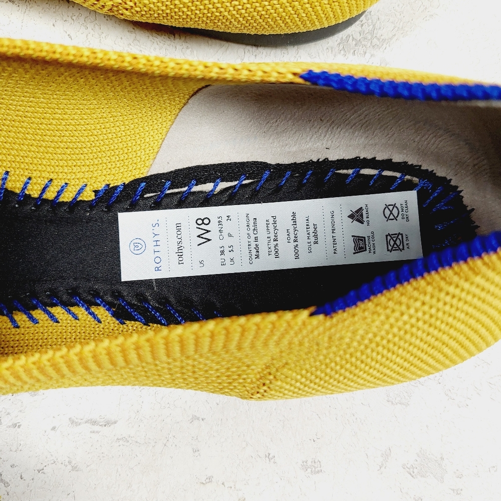 New Rothy's The Flat Yellow Knit Round Toe Slip On Loafers W299 - Picture 7 of 8